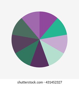 info template pie purple and green charts with 9 steps, info template vector, pie charts vector