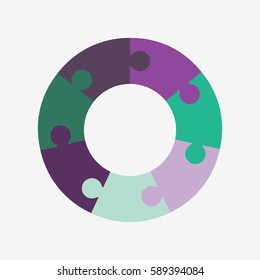 info template pie purple and green charts with 7 steps