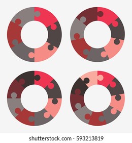 info template pie red and black charts with 6, 7, 8, 9, steps