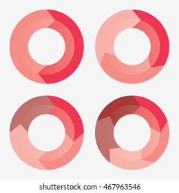 info template pie red charts with 6, 7, 8, 9 steps