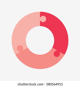 info template pie red charts with 3 step