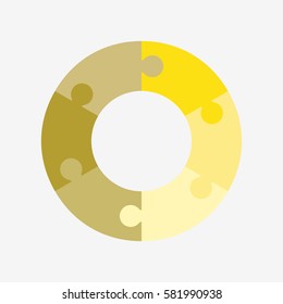 info template pie yellow charts with 6 step