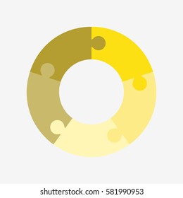 info template pie yellow charts with 5 step