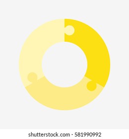 info template pie yellow charts with 3 step