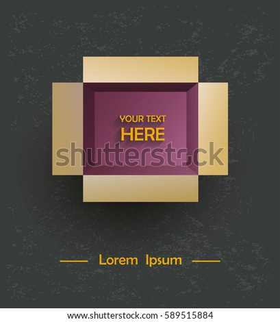 Info text in a cardboard box . Design template for you text. Open box.