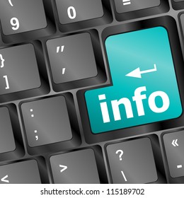Info text on a button keyboard, business concept