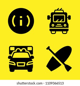 info, trolleybus, ambulance and surf vector icon set. Sample icons set for web and graphic design