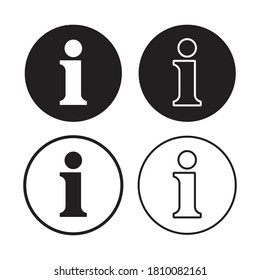 Info vector icon collection. Round shape information symbol set. Helpdesk service and support button sign. I point logo. Isolated on white background
