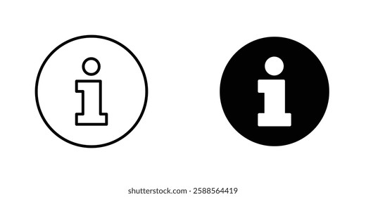 info vectors icons set in filled and strokes on white background