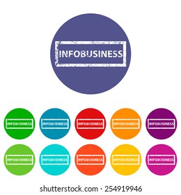 Infobusiness web flat icon in different colors. Vector Illustration