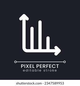 Infochart pixel perfect white linear ui icon for dark theme. Visualization of data analysis. Vector line pictogram. Isolated user interface symbol for night mode. Editable stroke. Poppins font used