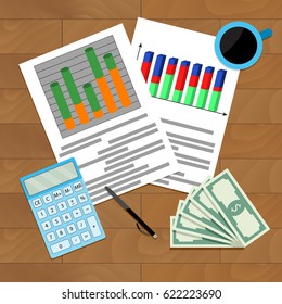 Infochart report result, vector organization finance economy statistic illustration
