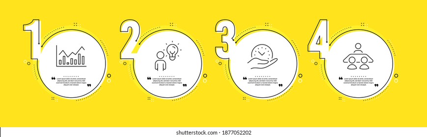 Infochart, Safe time and Group people line icons set. Timeline process infograph. Interview job sign. Stock exchange, Management, Business meeting. Consulting. Education set. Vector