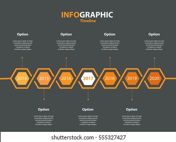 Infogaphic Timeline Diagram. Progressive Years Template. Honeycomb Polygon Form. Vector EPS 10