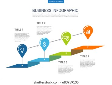 Infograhpic business presentation slide template with step process chart
