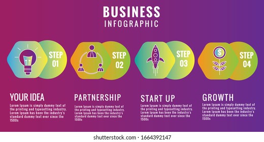 Infograph 4 steps elements. Business Infographic template with icons and 4 options. Graphic timeline process