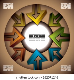 Infograph with arrows pointing to the center
