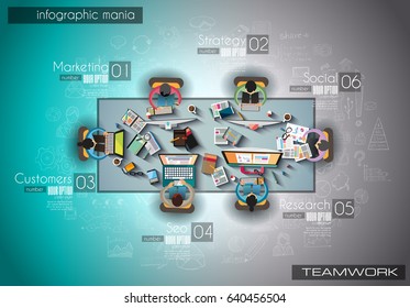 Plantilla de fondo de infografía con una tabla de lluvia de ideas temporal con elementos de diseño infográfico y maquetas y bocetos dibujados a mano de elementos tecnológicos.