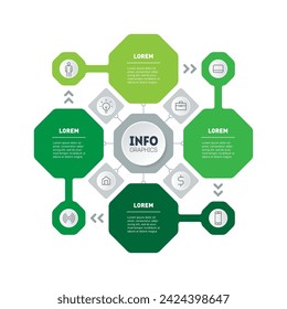 Infograph of biotechnological cycle or education process with four steps. Template of Infographic with 4 parts or processes.