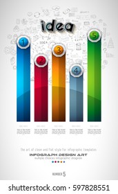 Infograph Brochure template with a lot of choices and a lot of infographic design elements and mockups. Teamwork ideas, branstorming sessions and generic business plan presentationsl.