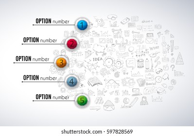 Infograph Brochure template with a lot of choices and a lot of infographic design elements and mockups. Teamwork ideas, branstorming sessions and generic business plan presentationsl.