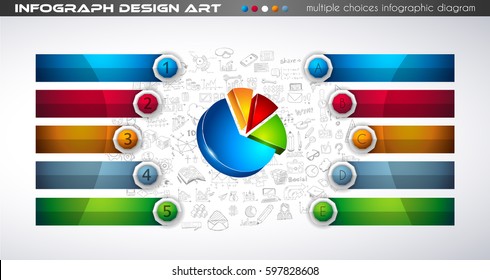 Infograph Brochure template with a lot of choices and a lot of infographic design elements and mockups. Teamwork ideas, branstorming sessions and generic business plan presentationsl.