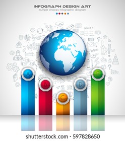 Infograph Brochure template with a lot of choices and a lot of infographic design elements and mockups. Teamwork ideas, branstorming sessions and generic business plan presentationsl.