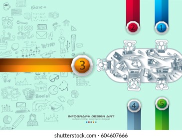 Infograph Brochure template with a lot of choices and a lot of infographic design elements and mockups.