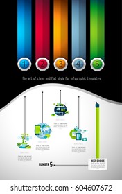 Infograph Brochure template with a lot of choices and a lot of infographic design elements and mockups.