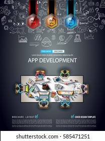 Infograph Brochure template with hand drawn sketches and a lot of infographic design elements and mockups. Ideal forTeamwork ideas, branstorming sessions and generic business plan presentationsl.