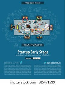 Infograph Brochure template with hand drawn sketches and a lot of infographic design elements. Ideal forTeamwork ideas, branstorming sessions and generic business plan presentationsl.