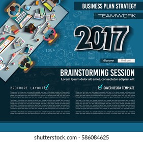 Infograph Brochure template with hand drawn sketches and a lot of infographic design elements and mockups.Teamwork ideas, branstorming sessions and generic business plan presentationsl.