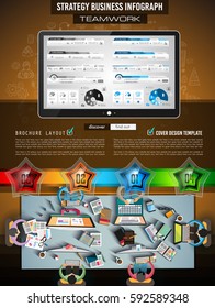 Infograph Brochure template with hand drawn sketches and a lot of infographic design elements and mockups. Ideal forTeamwork ideas, branstorming sessions and generic business plan presentationsl.