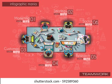 Infograph Brochure template with hand drawn sketches and a lot of infographic design elements and mockups. Ideal forTeamwork ideas, branstorming sessions and generic business plan presentationsl.