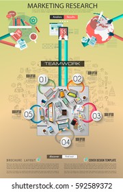 Infograph Brochure template with hand drawn sketches and a lot of infographic design elements and mockups. Ideal forTeamwork ideas, branstorming sessions and generic business plan presentationsl.