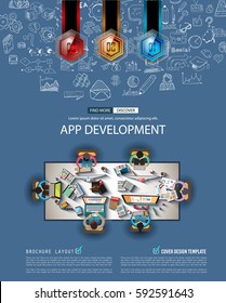 Infograph Brochure template with hand drawn sketches and a lot of infographic design elements and mockups. Ideal forTeamwork ideas, branstorming sessions and generic business plan presentationsl.