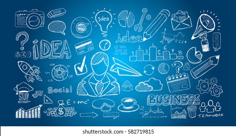 Infograph Bubble Speech template with hand drawn sketches and a lot of infographic design elements and mockups. Ideal for Teamwork ideas, branistorming sessions and generic business plan presentations.