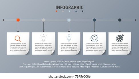 Infograph concept timeline realistic paper 5 steps