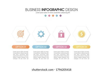 Infograph design with business icons and 4 options. Diagram. Vector