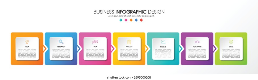 Infograph design with business icons and 7 options. Diagram. Vector