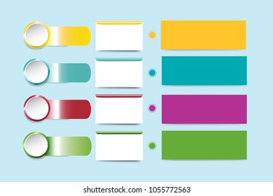 The infograph of four rectangles and circles labels ready for your tex on the blue background.