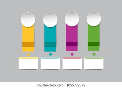 The infograph of four vertical rectangles with white circle and rectangle labels below them ready for your text.