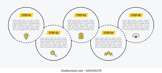 Infograph layout with 5 options. Circle flowchart. Vector