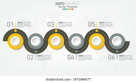 Infograph steps color element with arrow, chart diagram, business online marketing concept.
