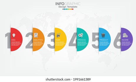 Infograph steps color element with arrow, chart diagram, business online marketing concept.