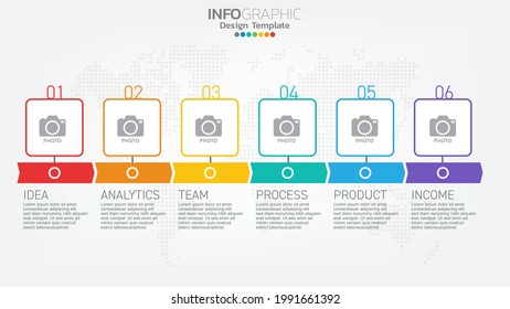 Infograph steps color element with arrow, chart diagram, business online marketing concept.