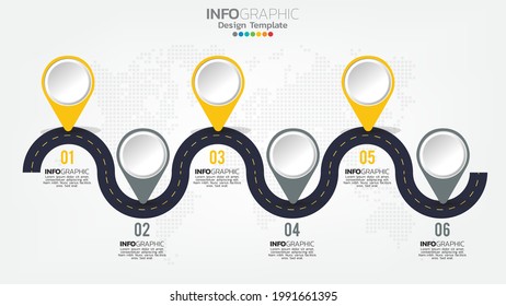 Infograph steps color element with arrow, chart diagram, business online marketing concept.