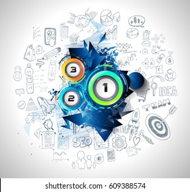 Infograph template with multiple choices and a lot of infographic design elements and mockups. Ranking elements to display product comparison, business plans and so on.