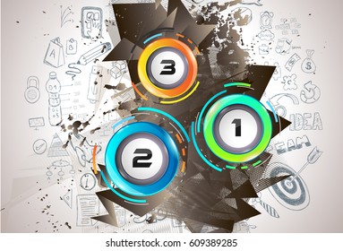 Infograph template with multiple choices and a lot of infographic design elements and mockups. Ranking elements to display product comparison, business plans and so on.