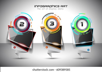 Infograph template with multiple choices and a lot of infographic design elements and mockups. Ranking elements to display product comparison, business plans and so on.